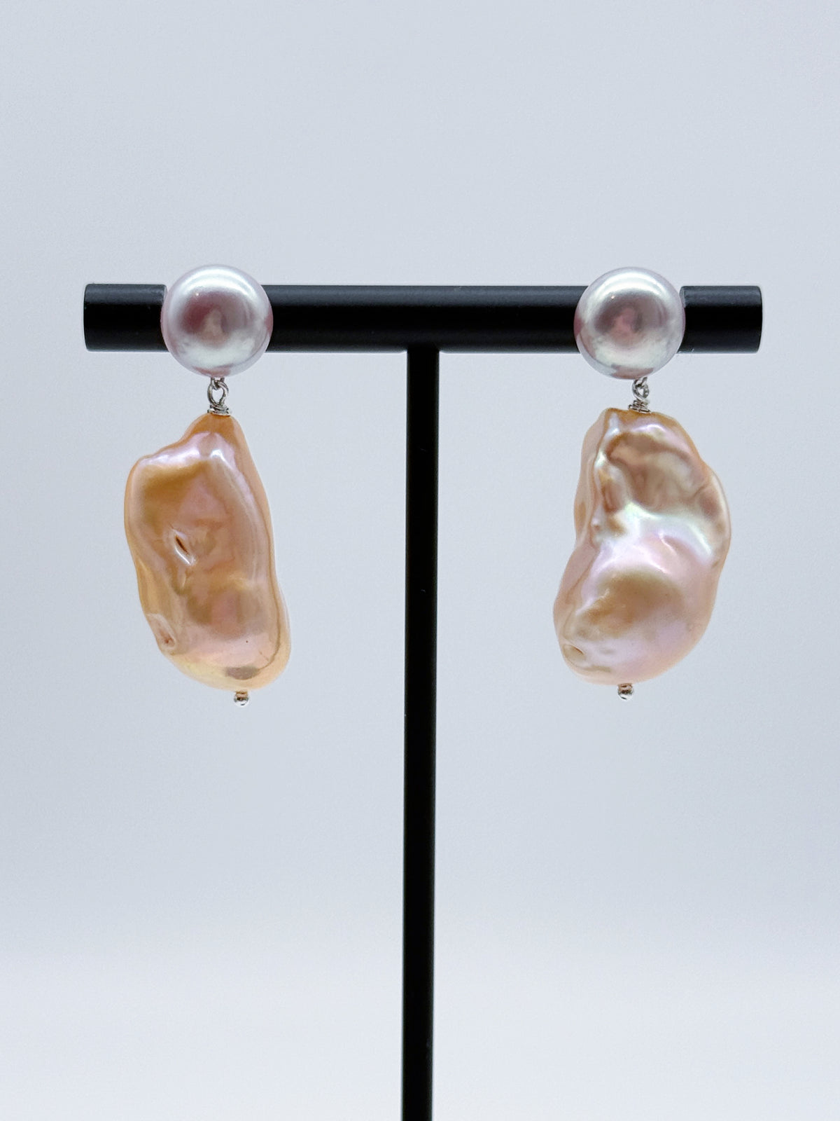 TWO- TONE COLOUR BAROQUE PEARL EARRINGS
