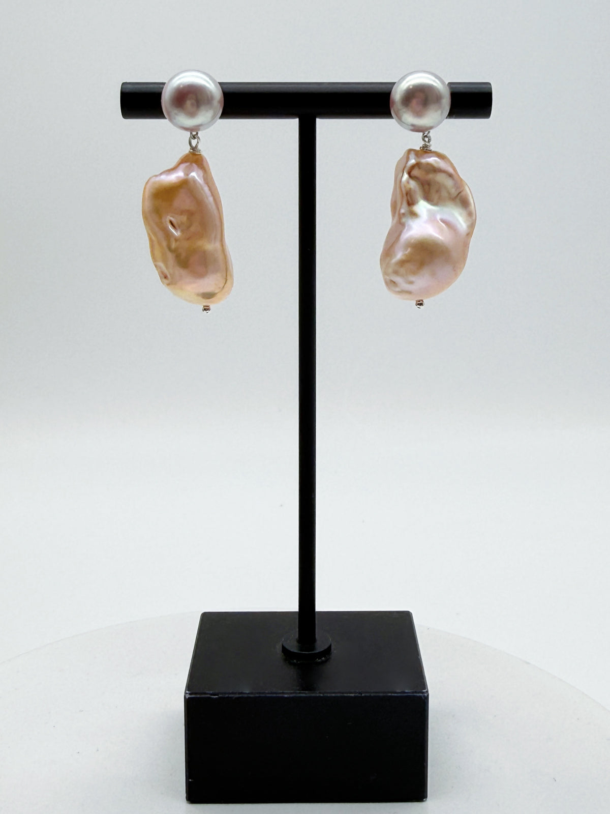 TWO- TONE COLOUR BAROQUE PEARL EARRINGS