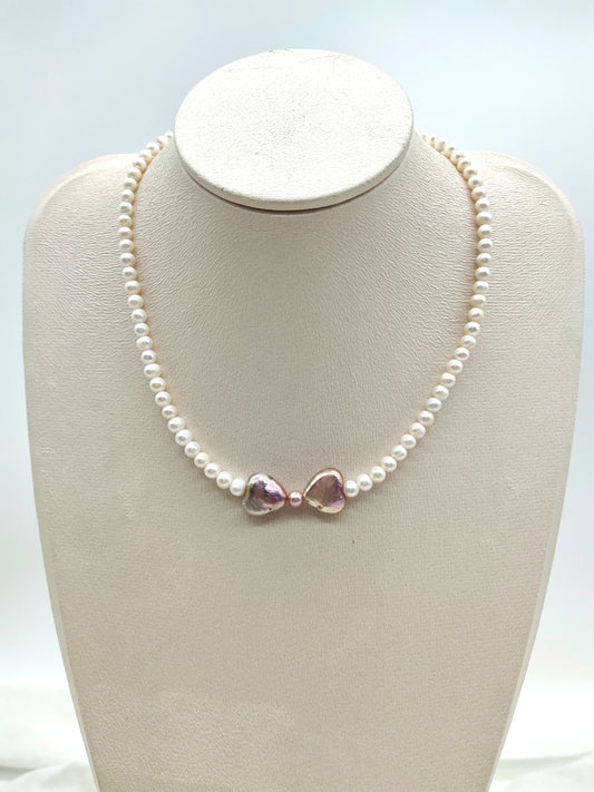 PINK BOW PEARL NECKLACE