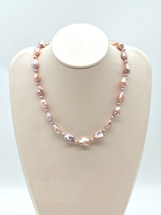 IRIDESCENT FRESHWATER KESHI PEARL NECKLACE