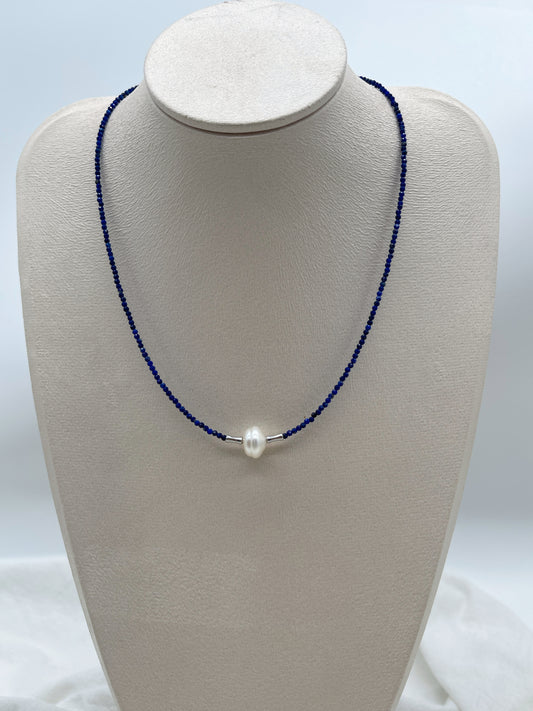 CUSTOM-MADE NECKLACE AND BRACELET WITH NATURAL LAPIS LAZULI