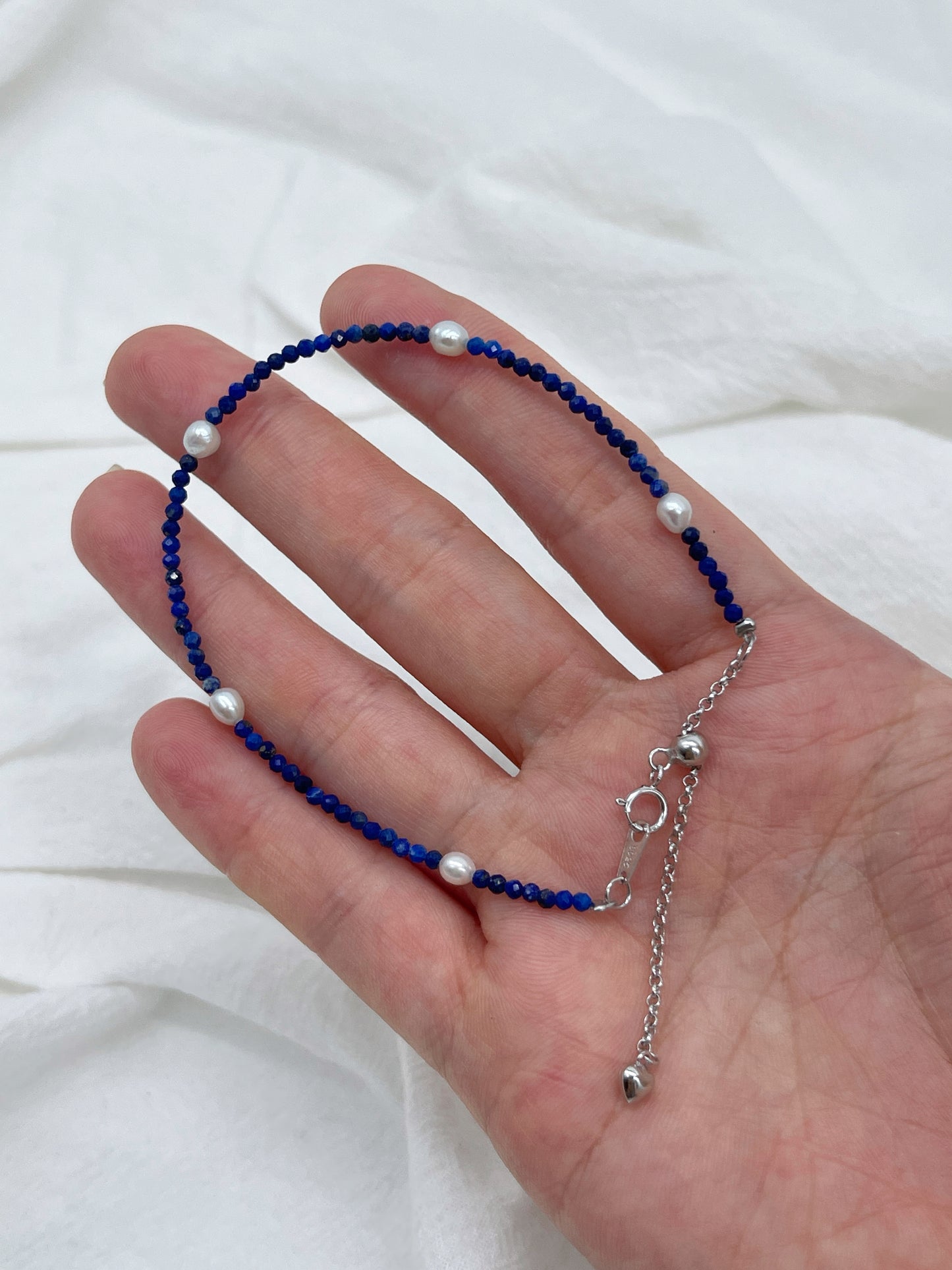 CUSTOM-MADE NECKLACE AND BRACELET WITH NATURAL LAPIS LAZULI