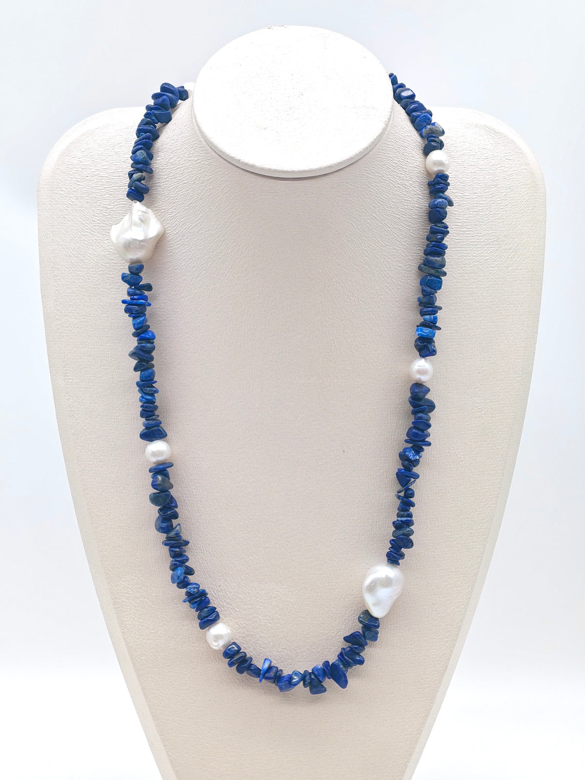 NATURAL LAPIS LAZULI WITH FRESHWATER PEARL NECKLACE