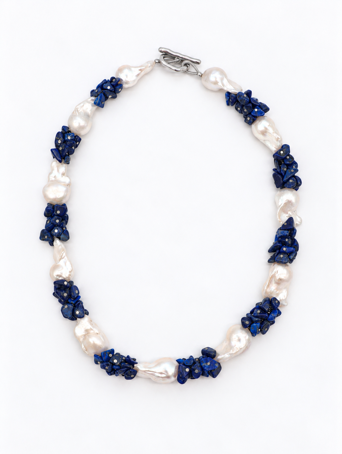 LARGE BAROQUE PEARL & LAPIS LAZULI NECKLACE