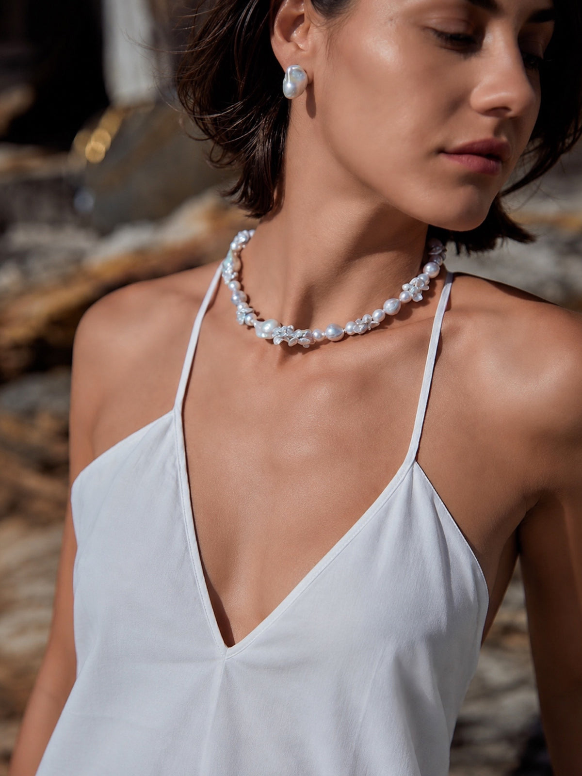 LARGE KESHI BAROQUE PEARL NECKLACE