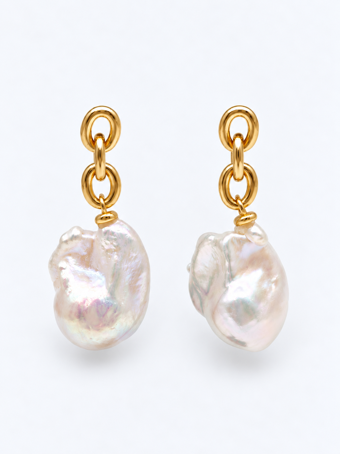 LARGE WHITE BAROQUE PEARL EARRINGS