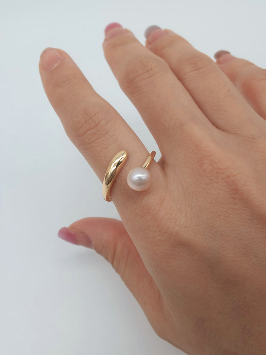 CUSTOM MADE PEACH PEARL RING