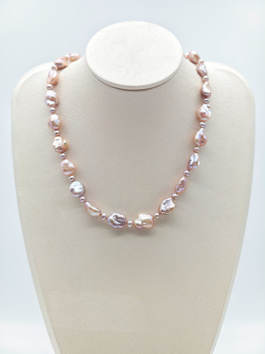 IRIDESCENT FRESHWATER KESHI PEARL NECKLACE