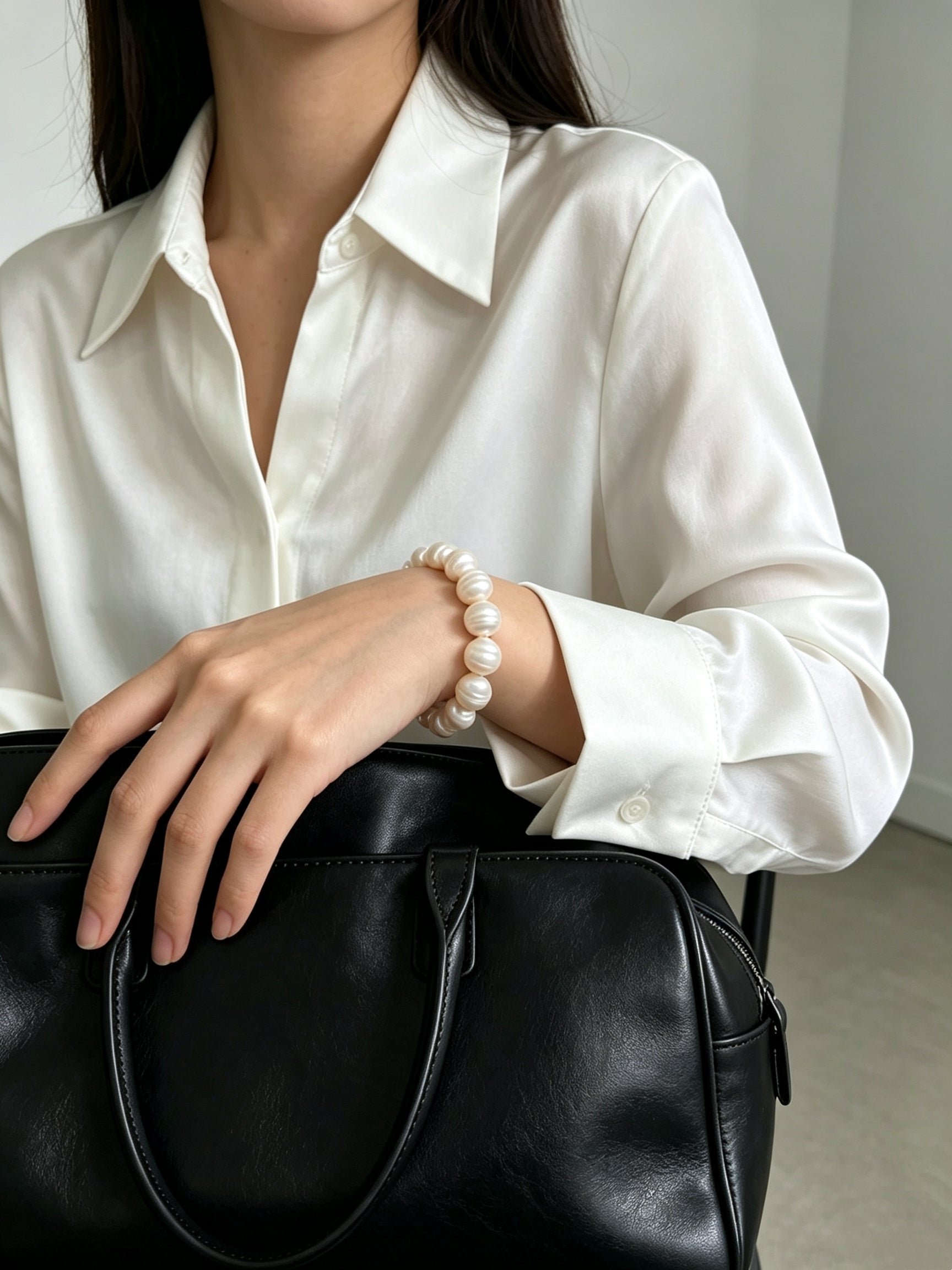 WHITE FRESHWATER PEARL BRACELET | ELASTIC STRAND