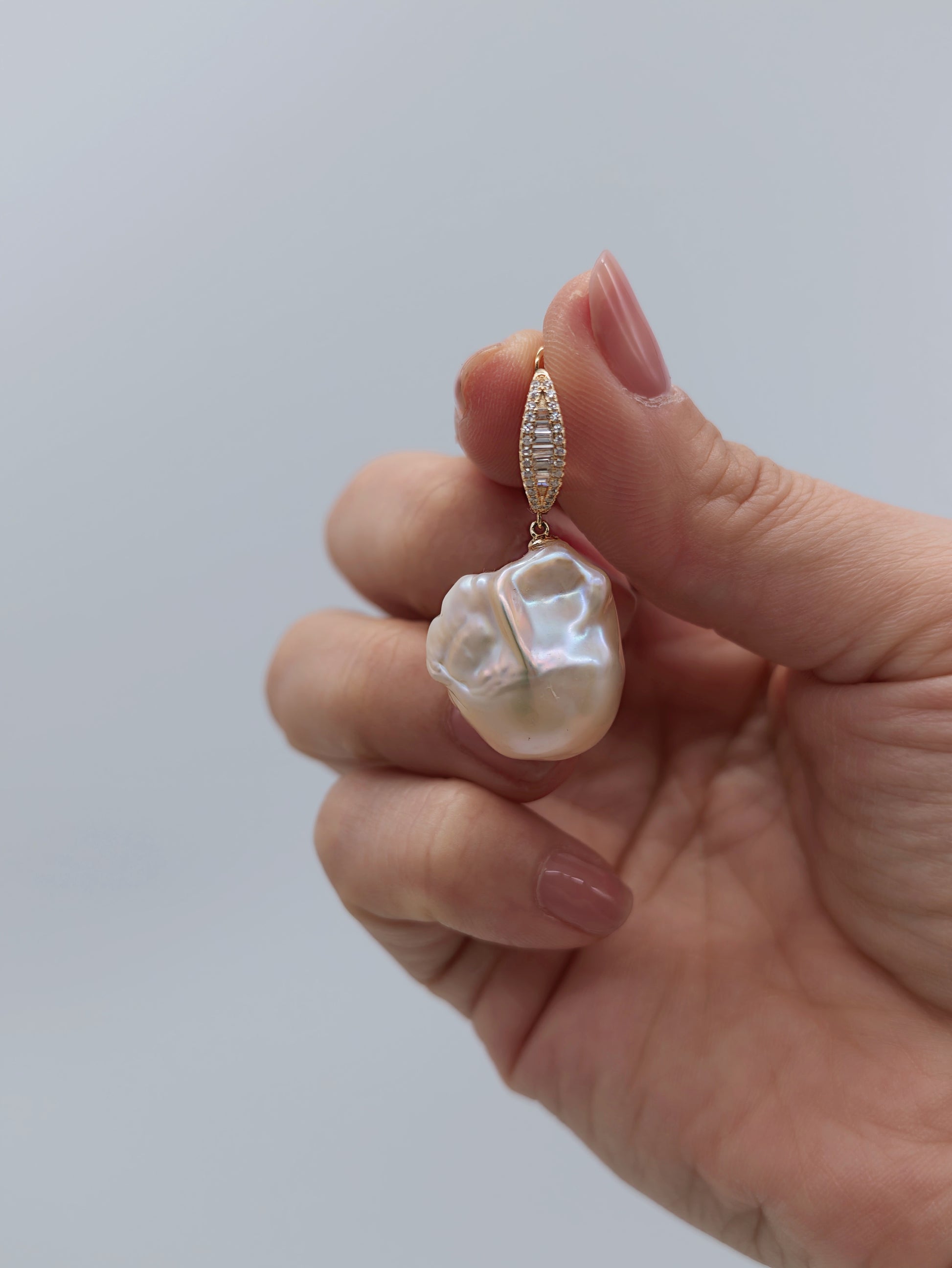 NATURAL CHAMPAGNE COLOUR BAROQUE PEARL EARRINGS