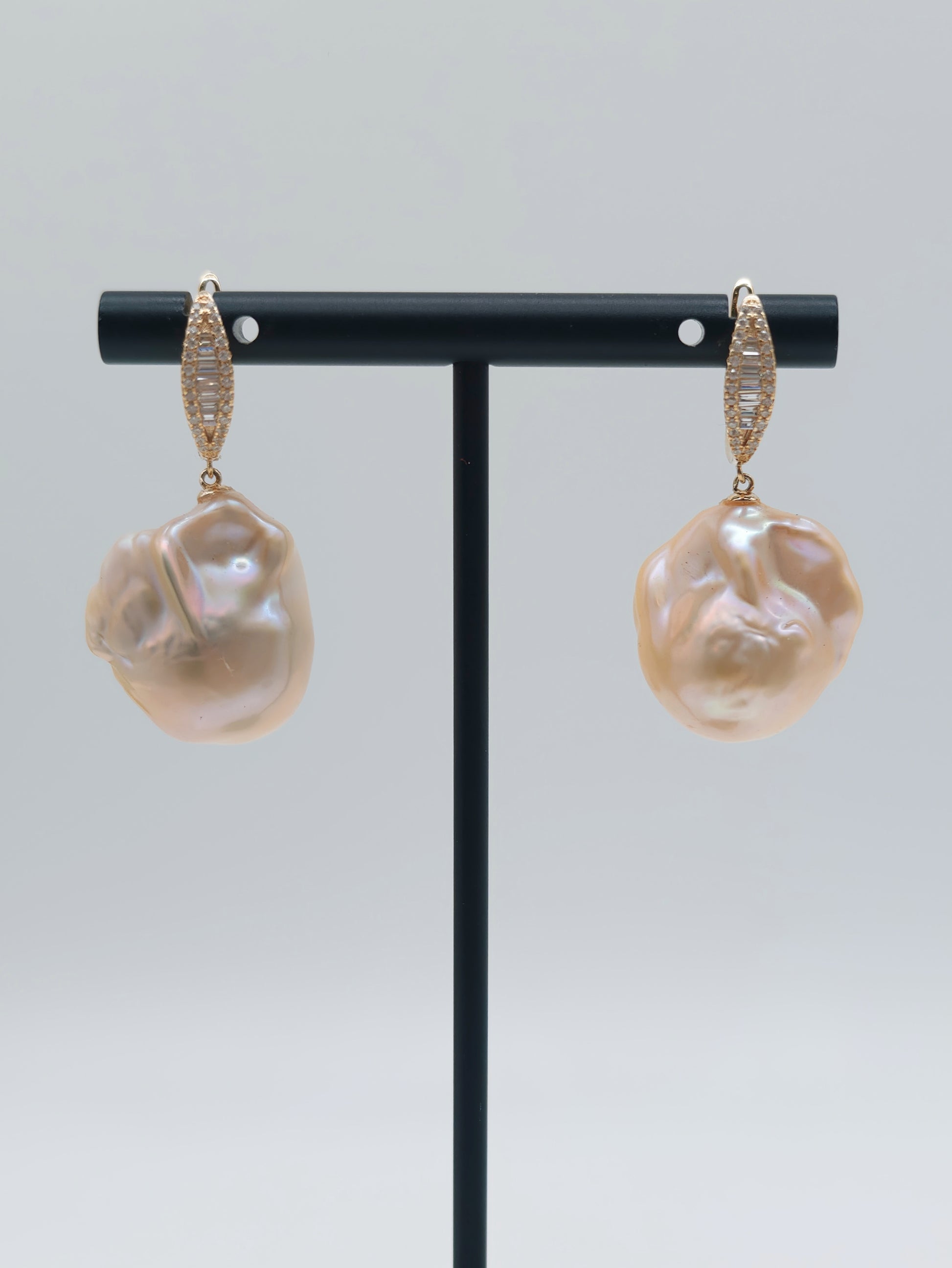 NATURAL CHAMPAGNE COLOUR BAROQUE PEARL EARRINGS
