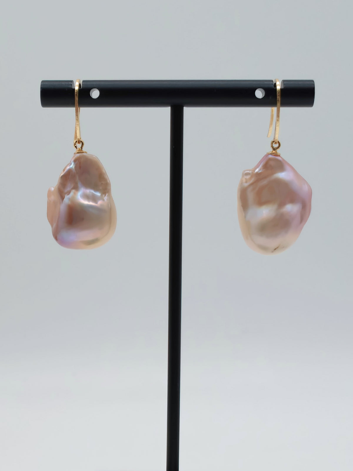 NATURAL PINK LARGE BAROQUE PEARL EARRINGS