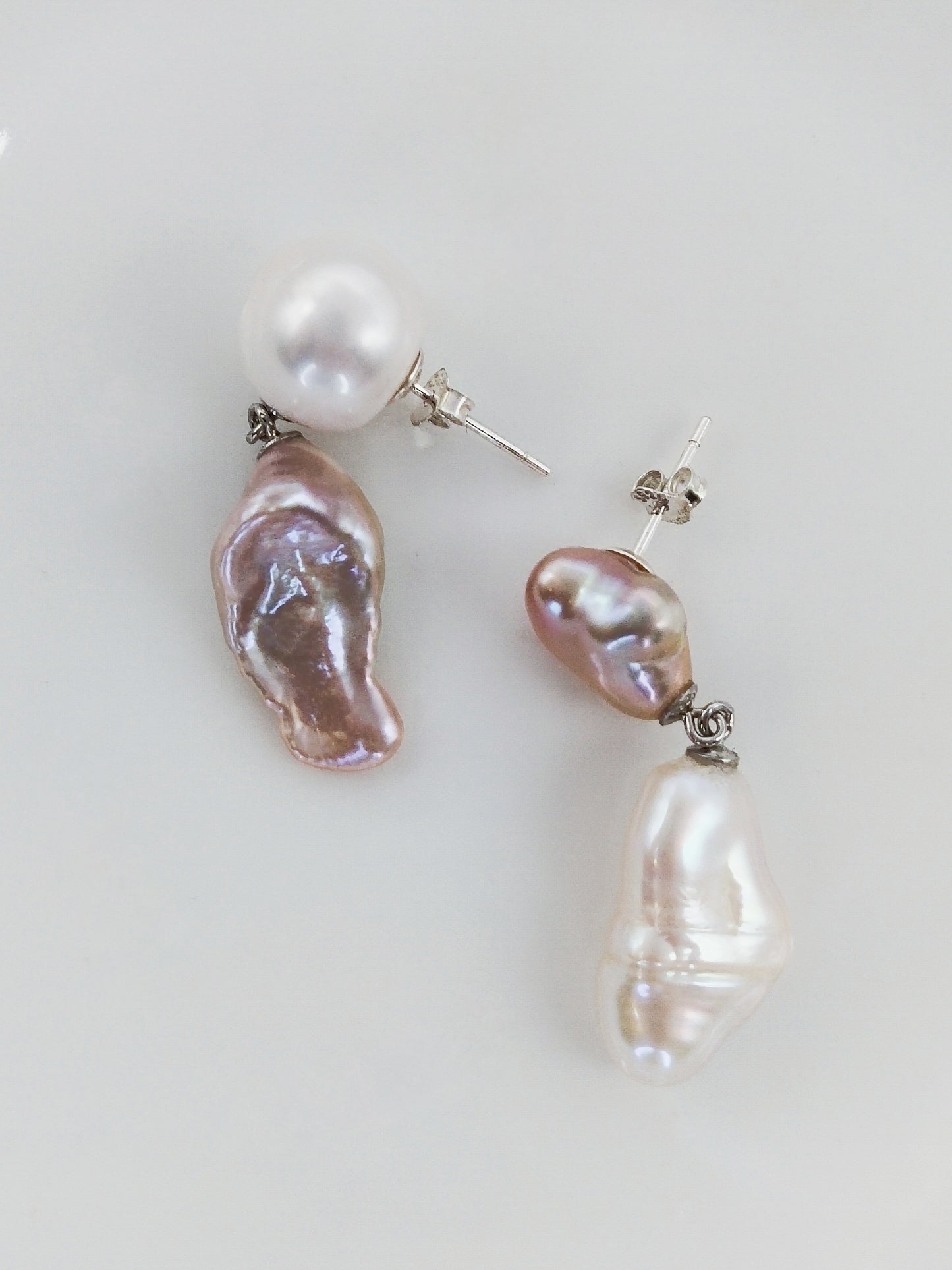 COLOURFUL ASYMMETRICAL SYTLE PEARL EARRINGS