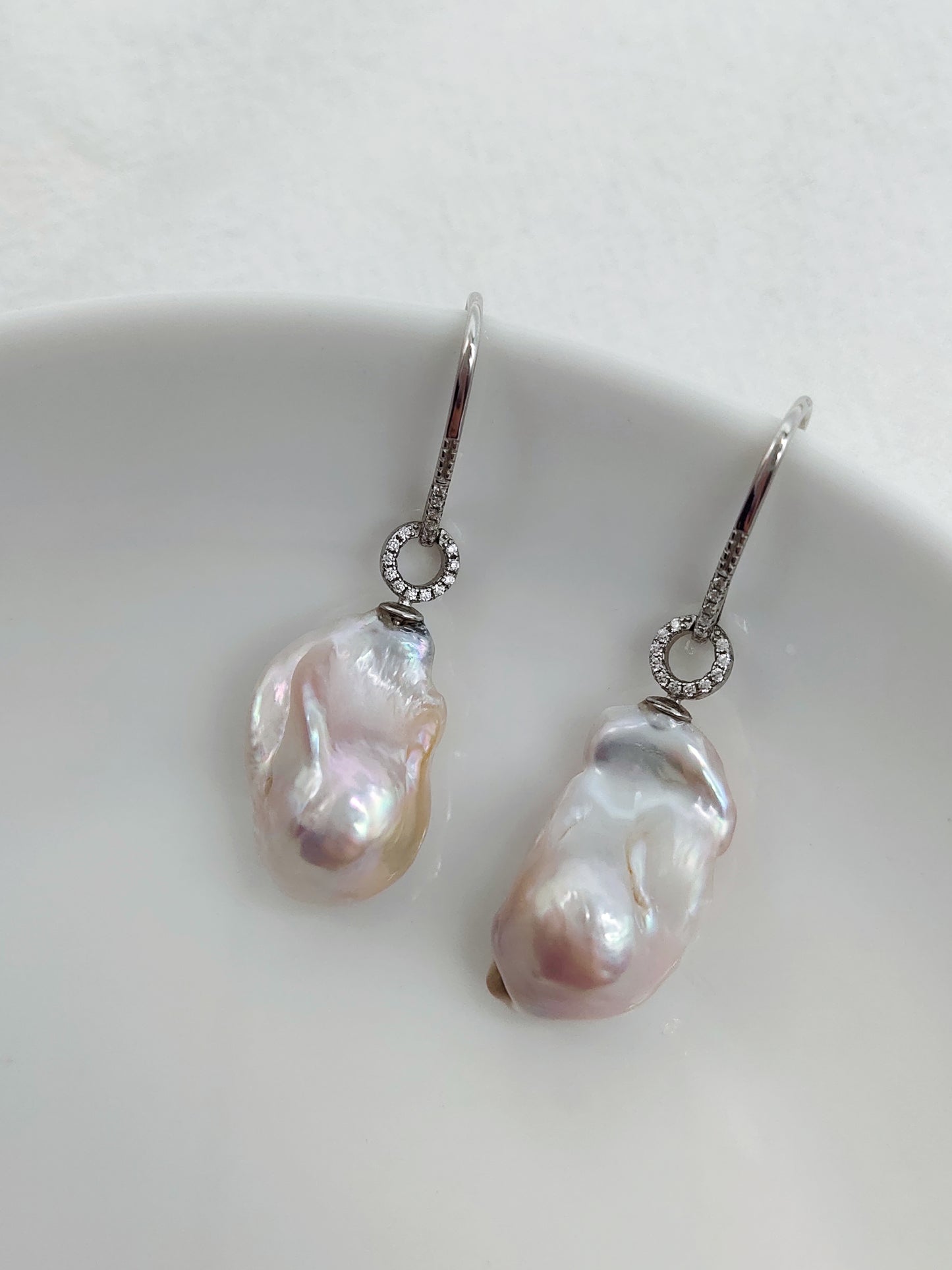 NATURAL PINK LARGE BAROQUE PEARL EARRINGS