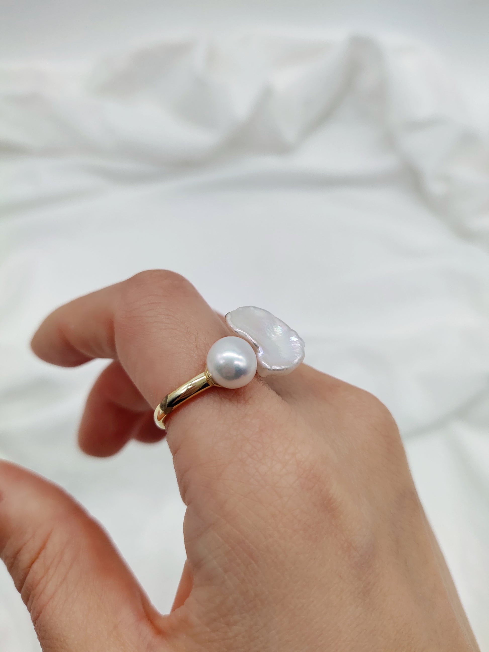 keshi pearl ring