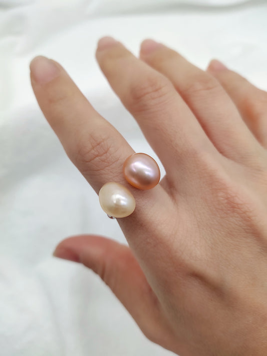 double pink pearls ring