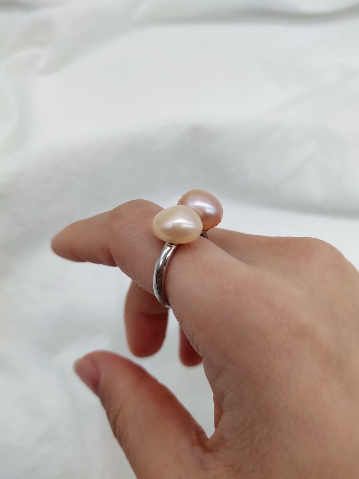 double pink pearls ring