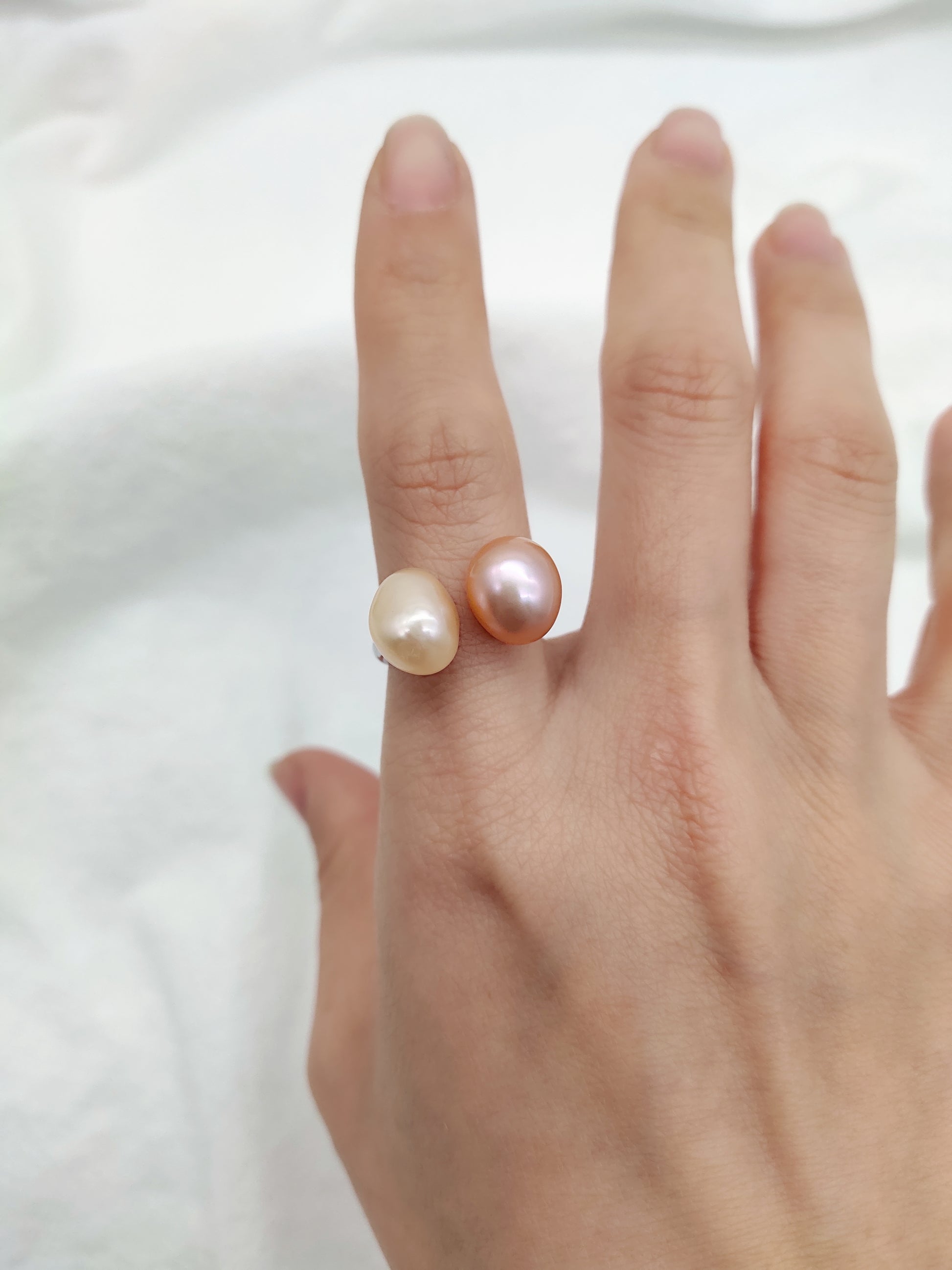 double pink pearls ring