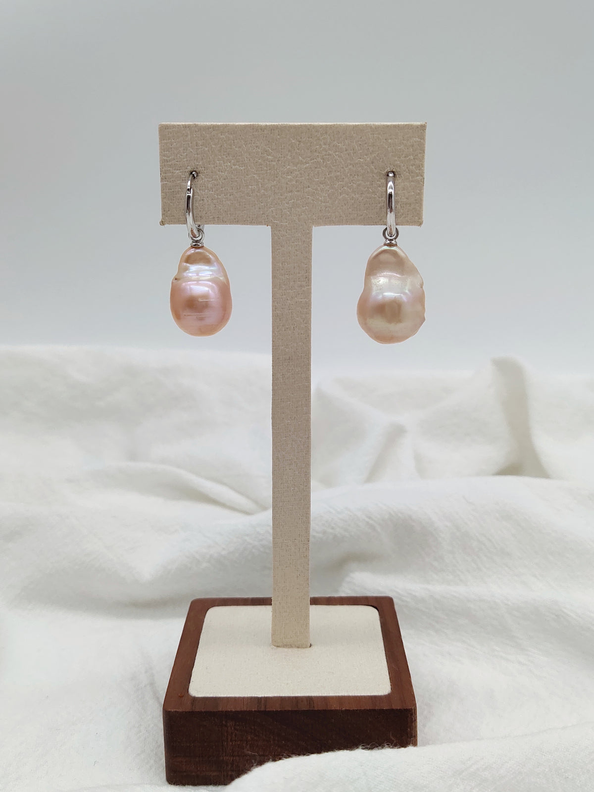 PEACH COLOUR BAROQUE PEARL EARRINGS - SPECIAL OFFER