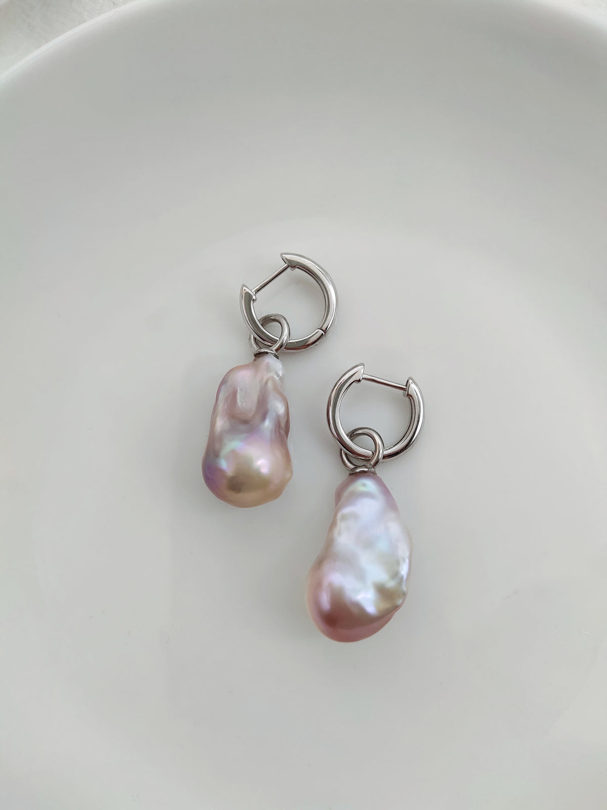 NATURAL PINK LARGE BAROQUE PEARL EARRINGS