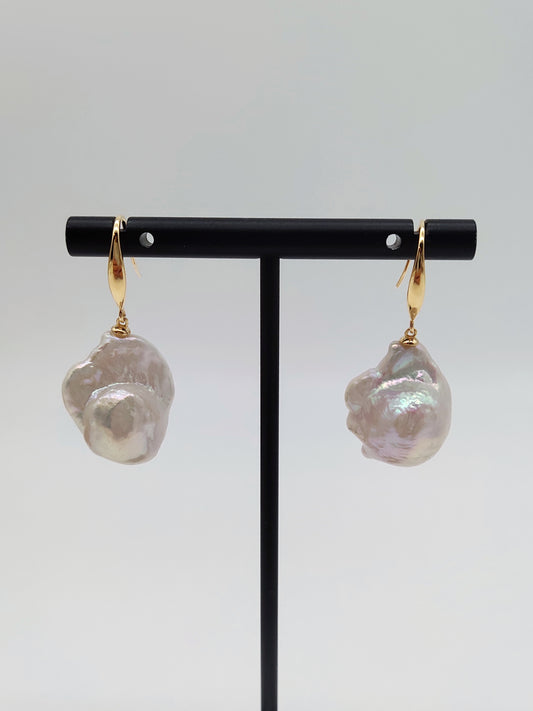 CLASSIC WHITE BAROQUE PEARL EARRINGS