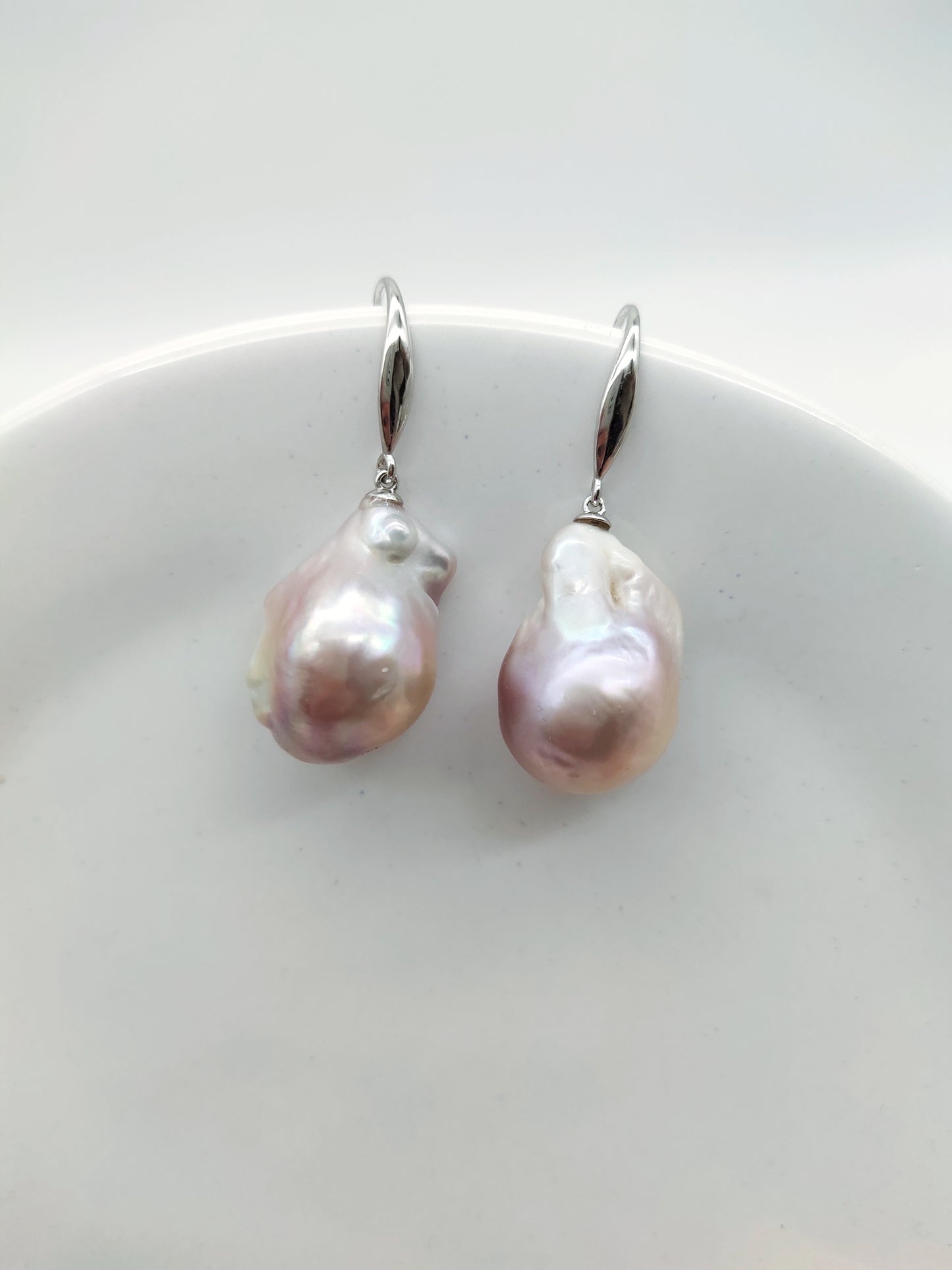 NATURAL PINK LARGE BAROQUE PEARL EARRINGS