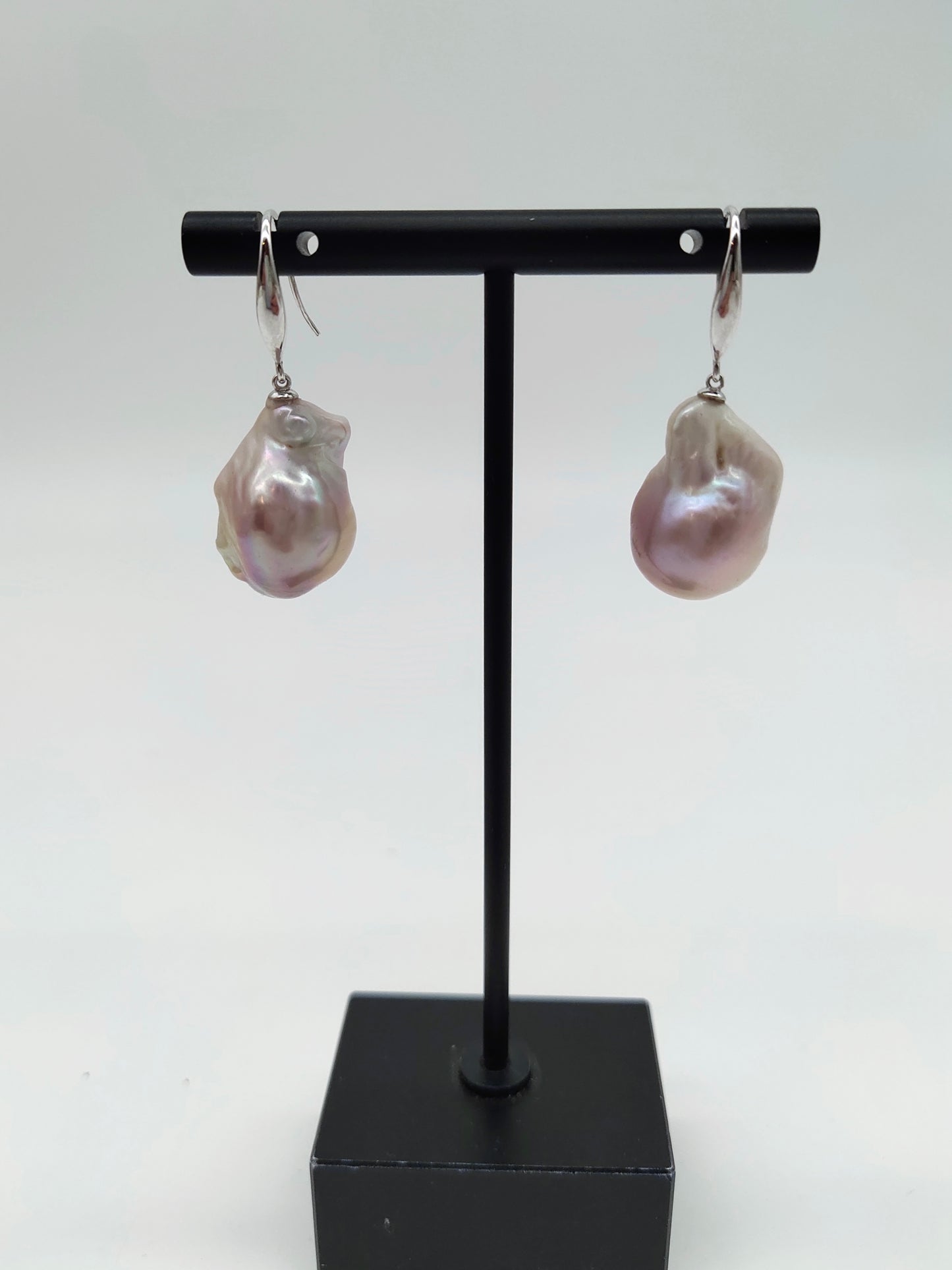 NATURAL PINK LARGE BAROQUE PEARL EARRINGS