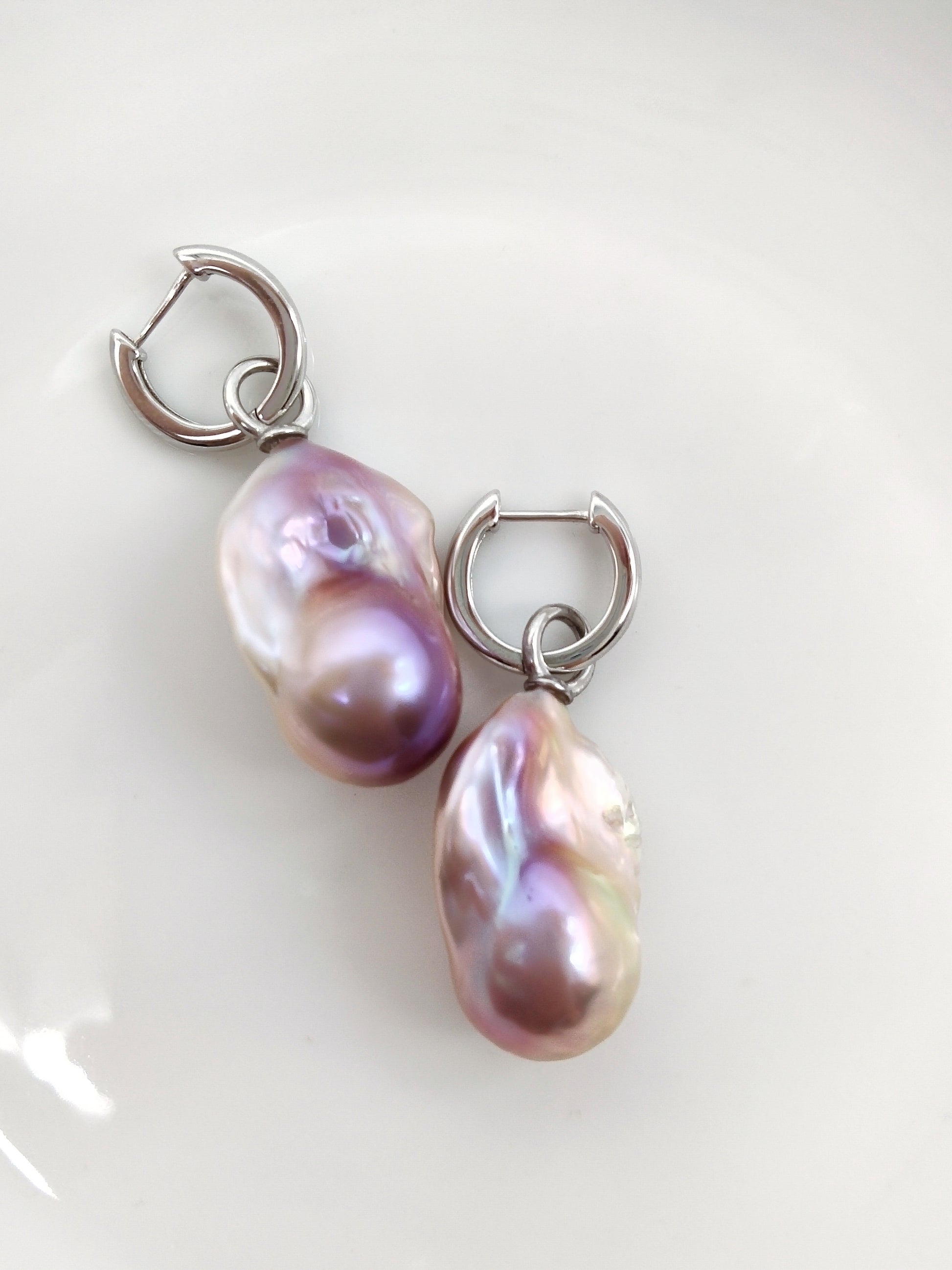 IRIDESCENT LARGE BAROQUE PEARL EARRINGS