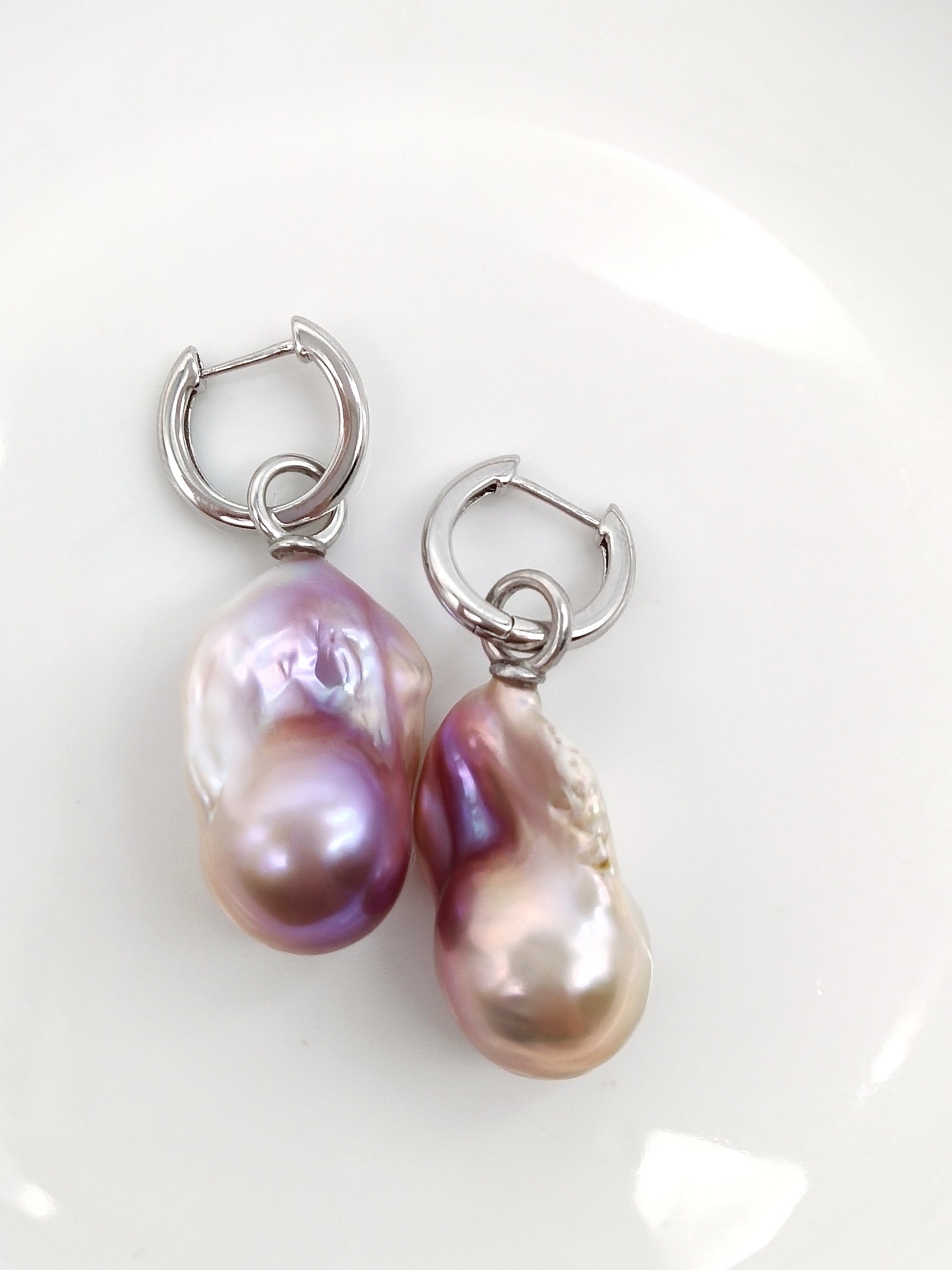 IRIDESCENT LARGE BAROQUE PEARL EARRINGS