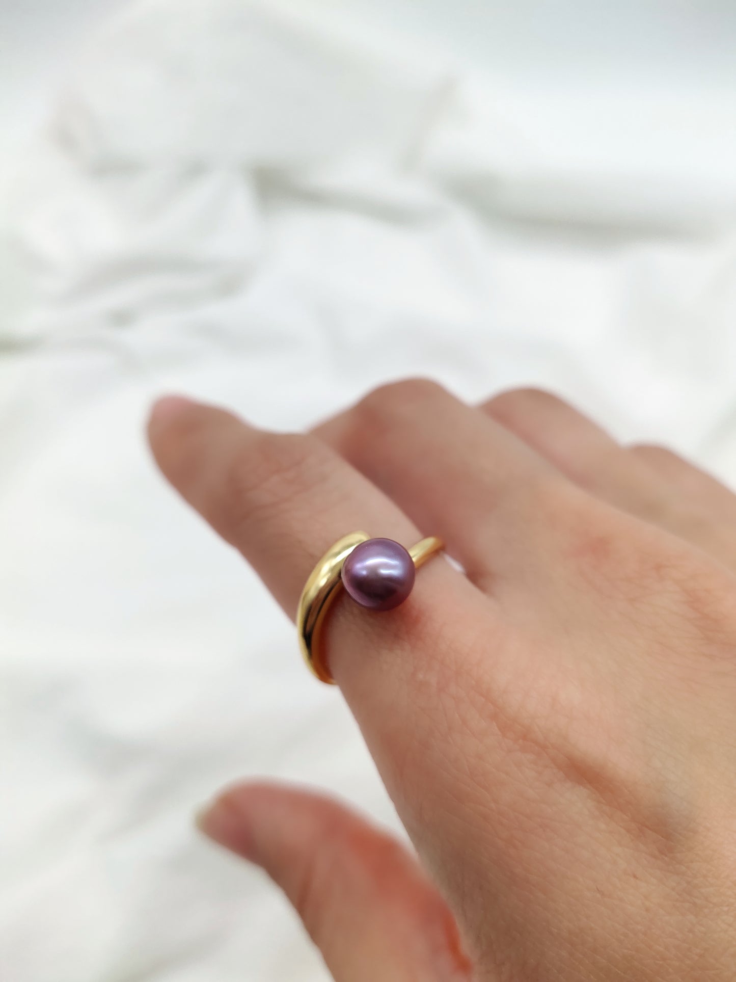 CLASSIC ROUND NATURAL PURPLE  PEARL RING