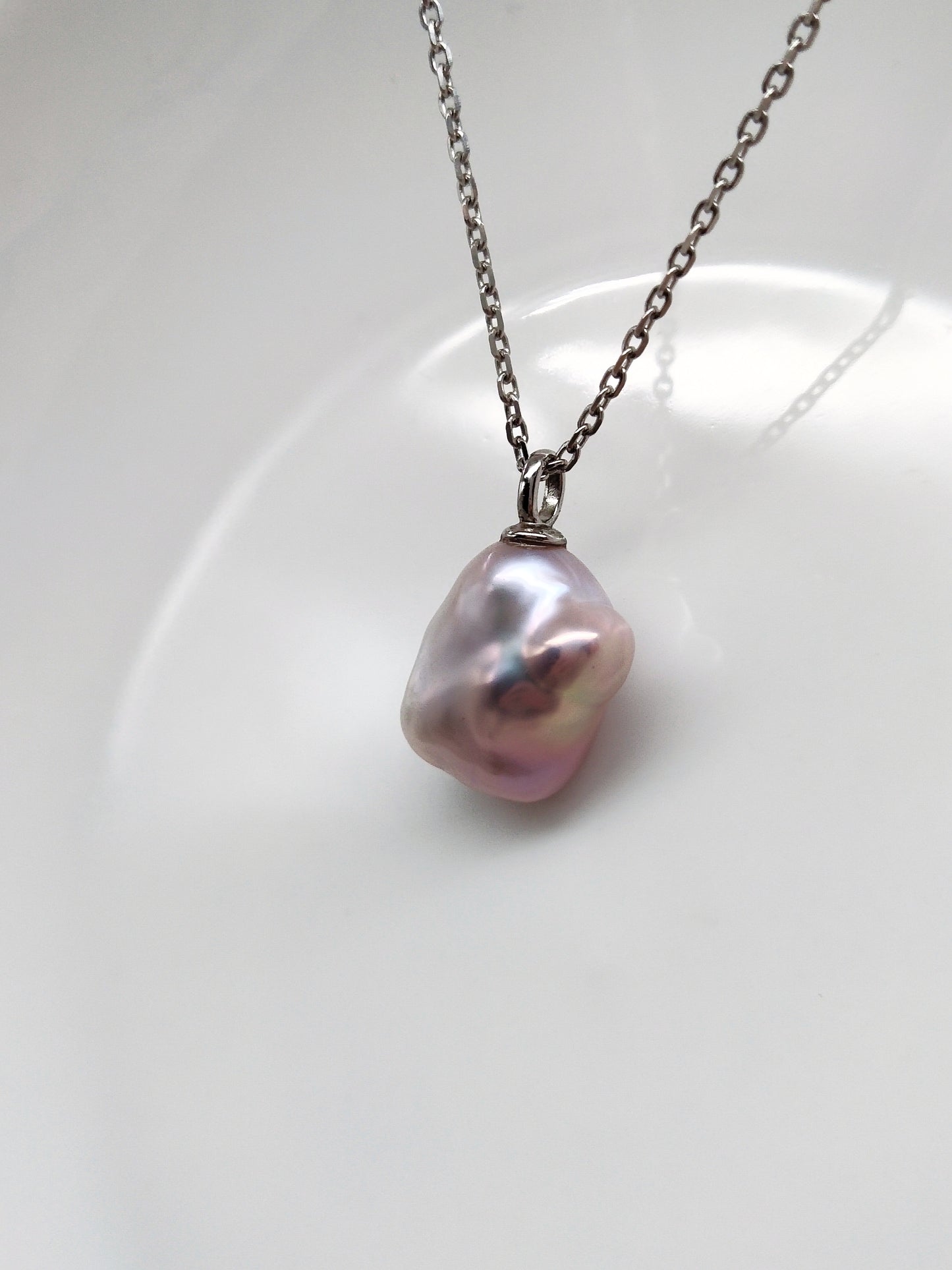 PINK COLOUR KESHI PEARL PENDANT