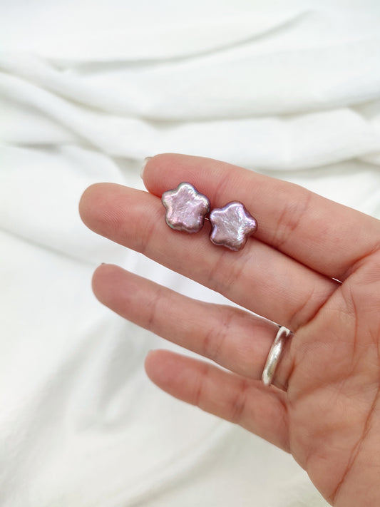 NATURAL PINK  STAR PEARL EARRINGS