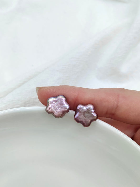 NATURAL PINK  STAR PEARL EARRINGS