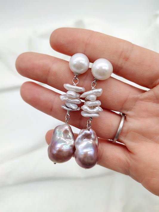 pink baroque pearl earrings