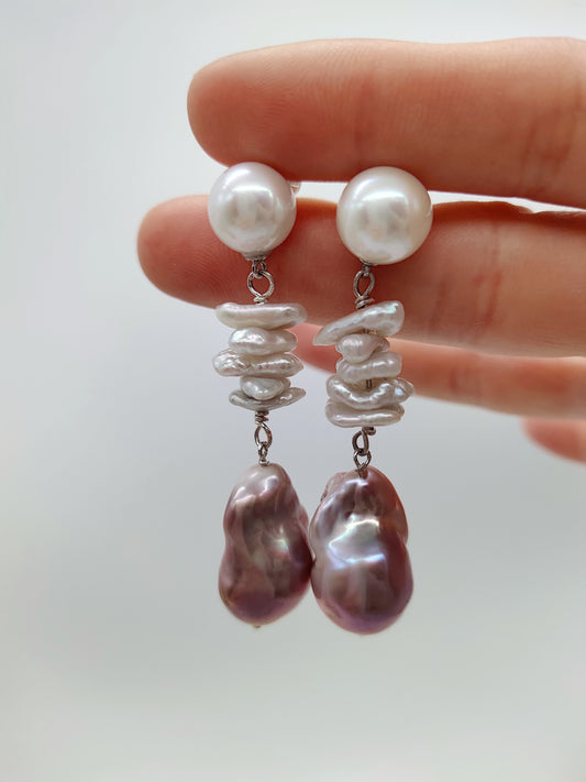 pink baroque pearl earrings