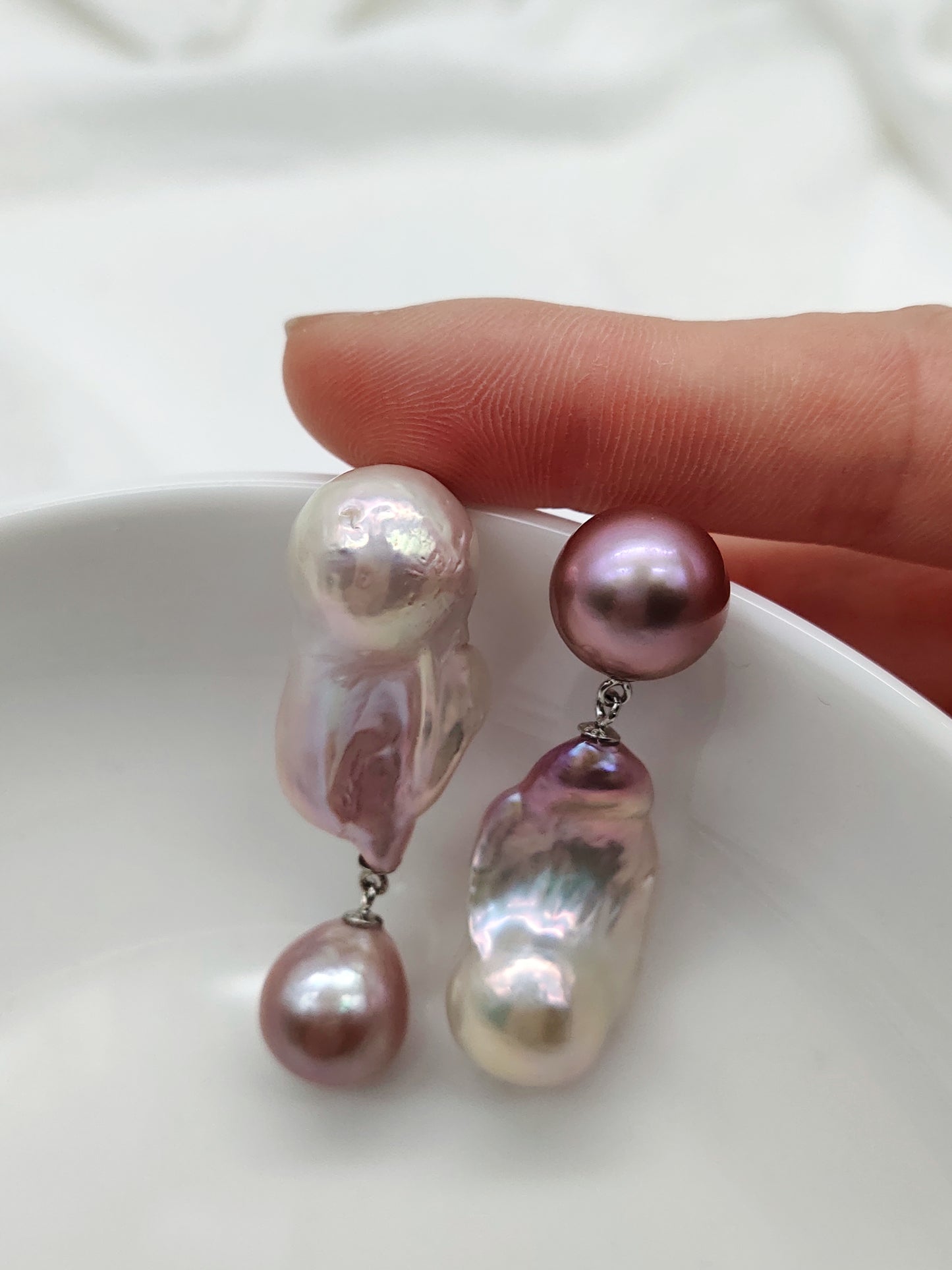 LARGE BOROQUE ASYMMETRICAL SYTLE PEARL EARRINGS