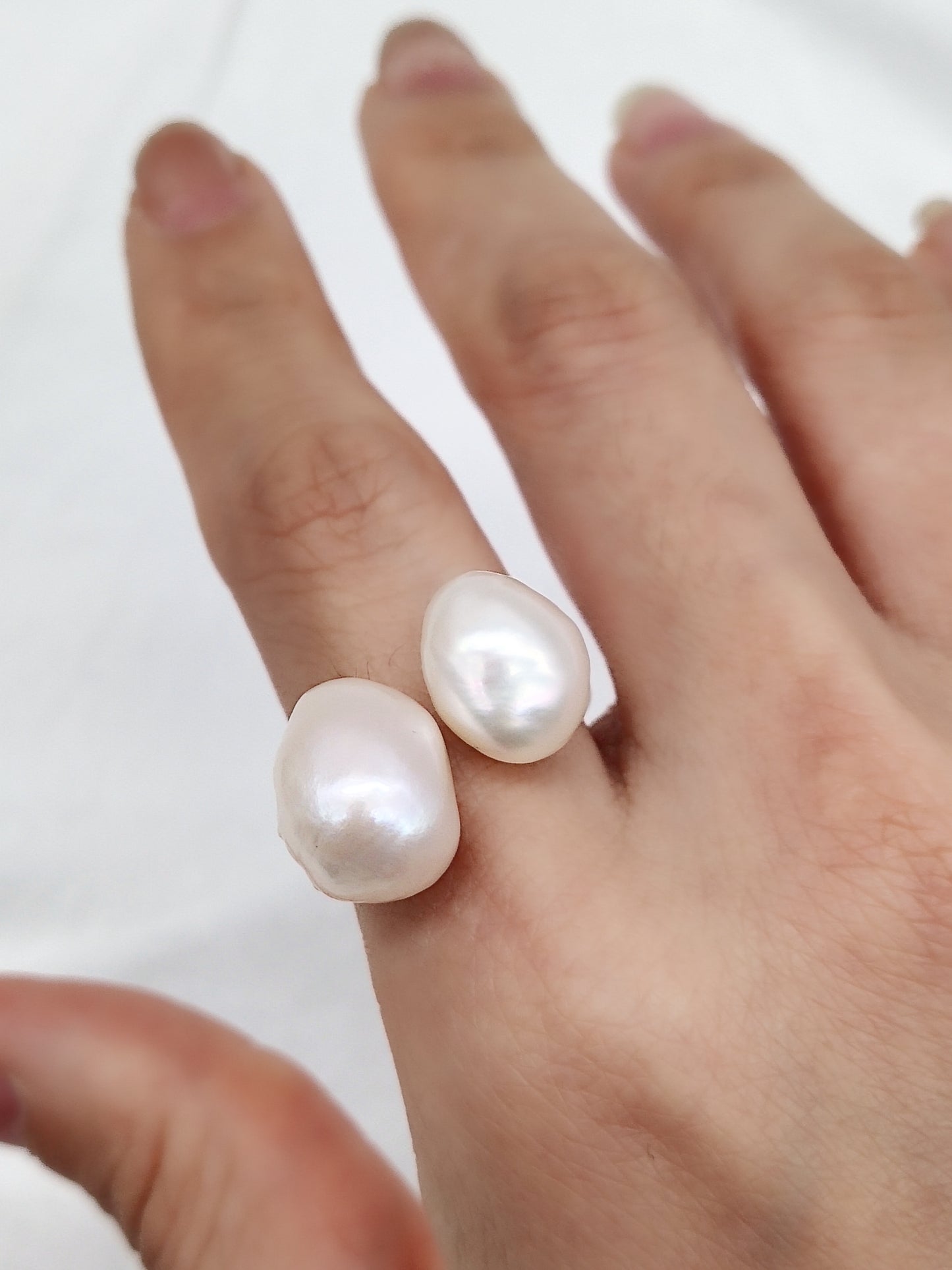 Double pearls ring