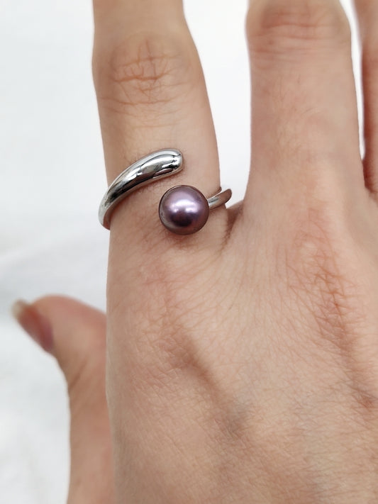 NATURAL PINK ROUND PEARL RING