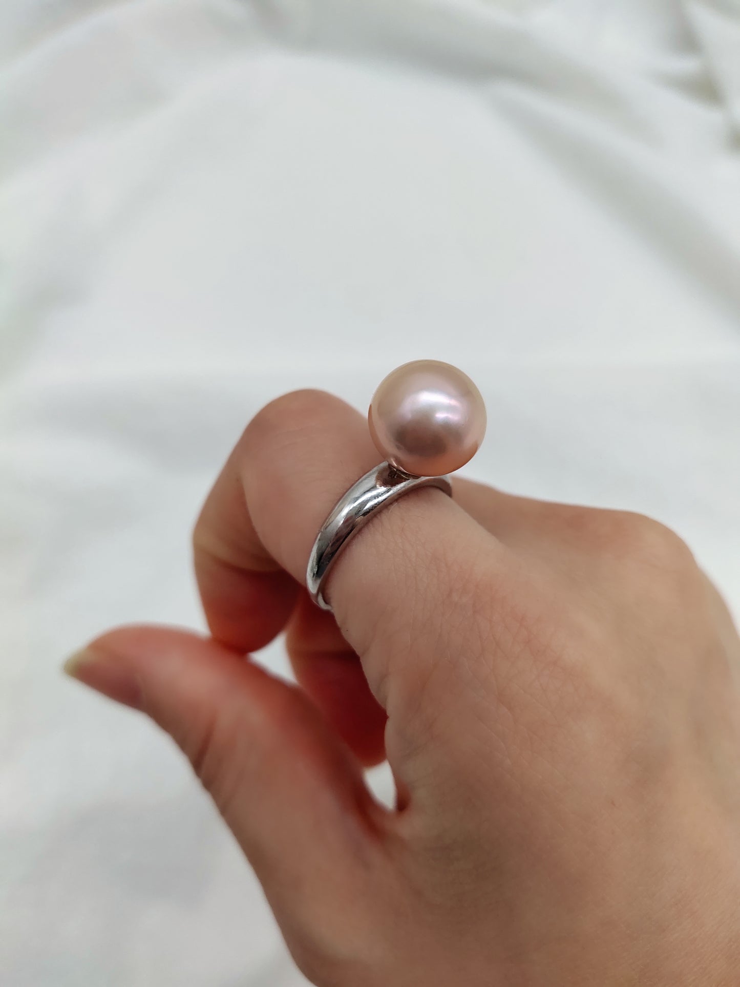 CLASSIC NATURAL PINK COLOUR PEARL RING