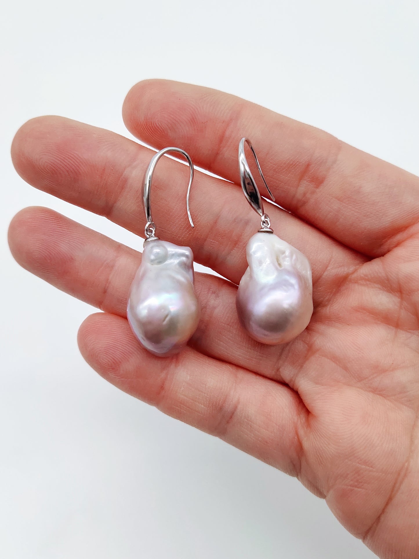 NATURAL PINK LARGE BAROQUE PEARL EARRINGS