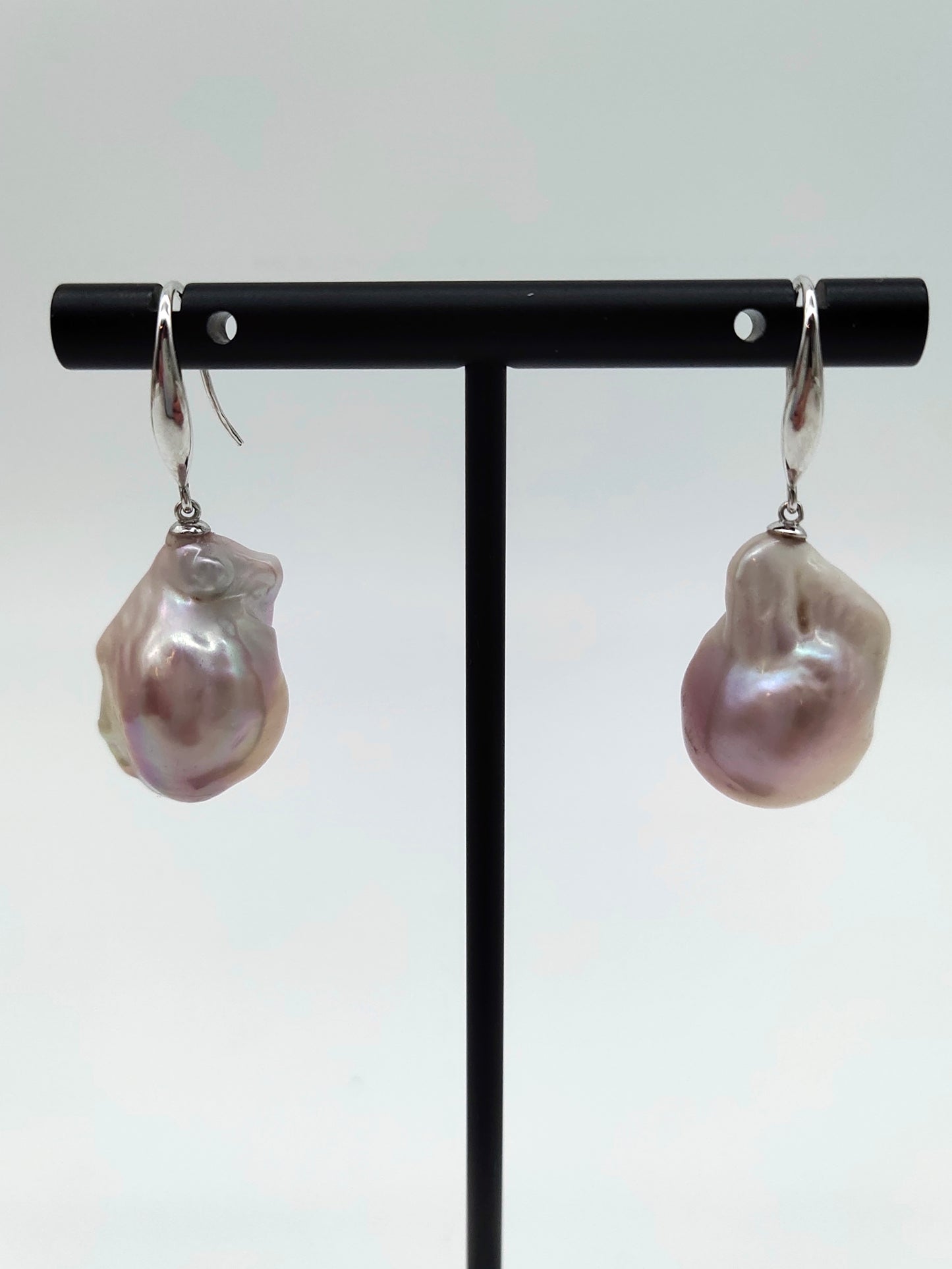 NATURAL PINK LARGE BAROQUE PEARL EARRINGS