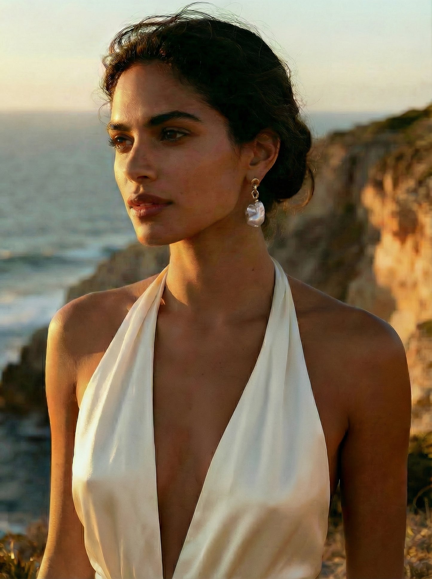 LARGE WHITE BAROQUE PEARL EARRINGS