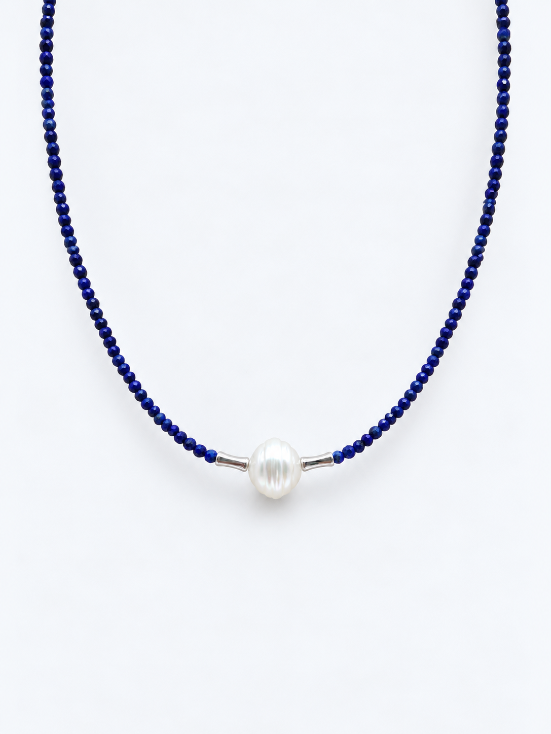 NATURAL LAPIS LAZULI NECKLACE WITH SOUTHSEA PEARL