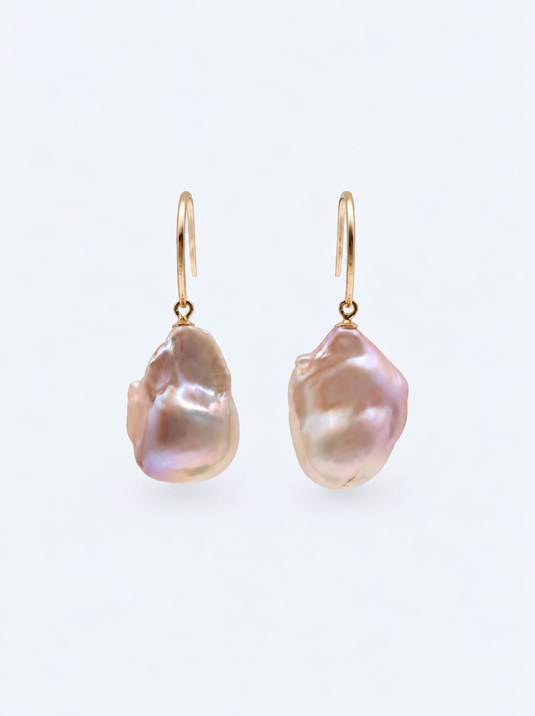 NATURAL PINK LARGE BAROQUE PEARL EARRINGS