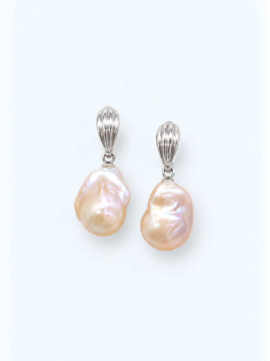 PEACH COLOUR BAROQUE PEARL EARRINGS