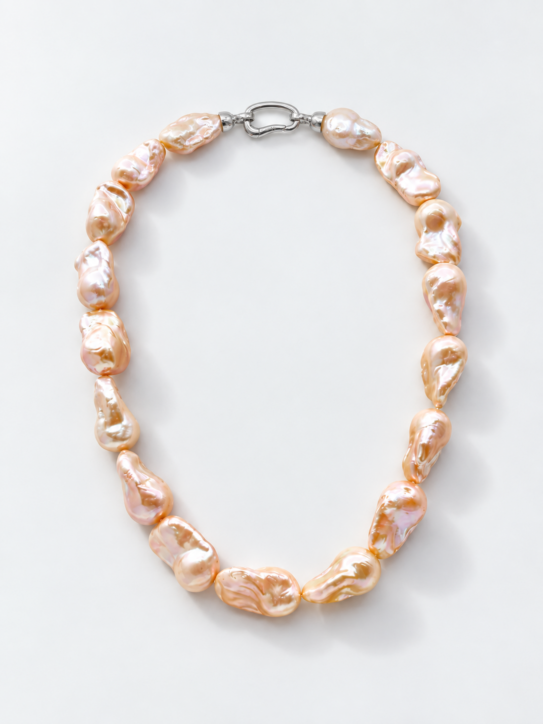 PEACH COLOUR LARGE BAROQUE PEARL NECKLACE