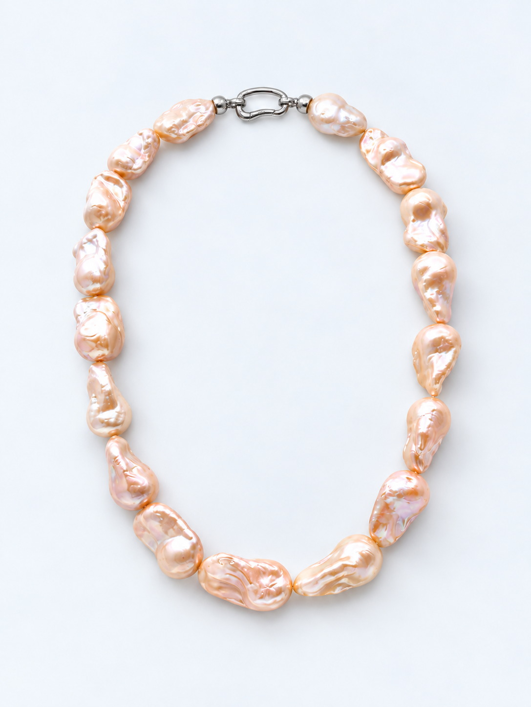 PEACH COLOUR LARGE BAROQUE PEARL NECKLACE