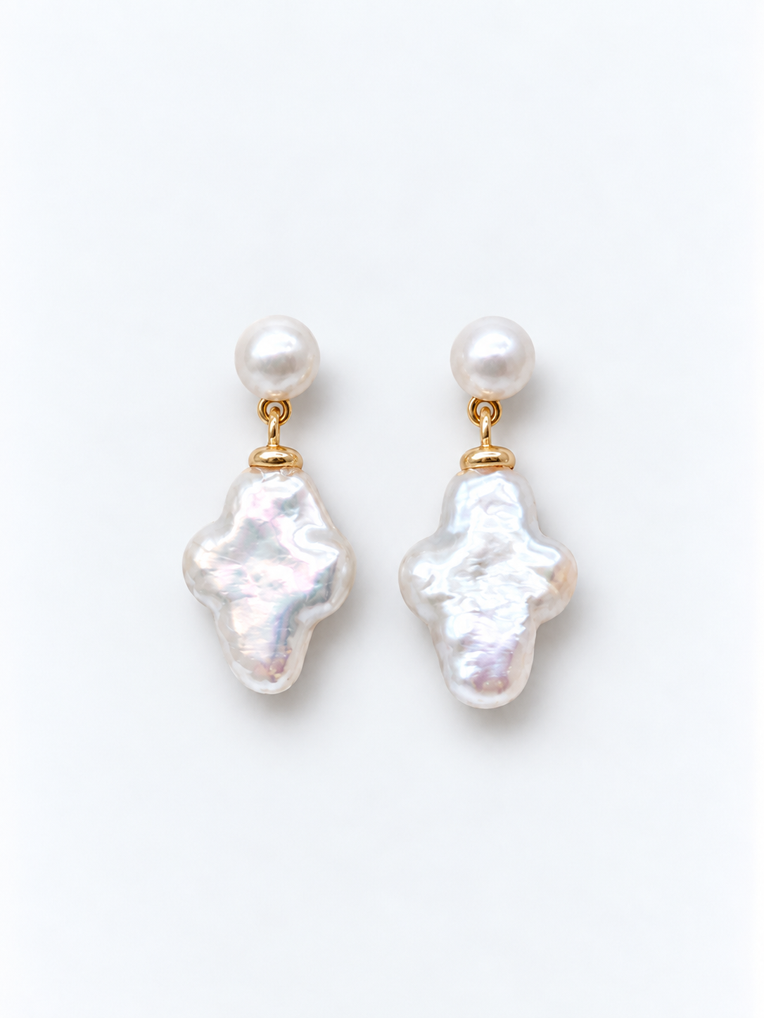 WHITE CROSS PEARL EARRINGS
