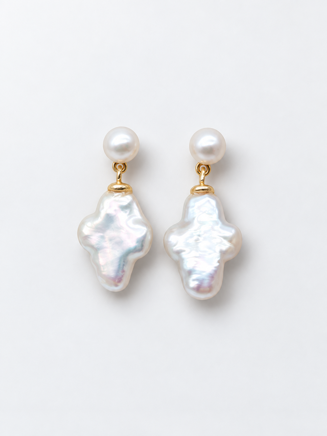 WHITE CROSS PEARL EARRINGS