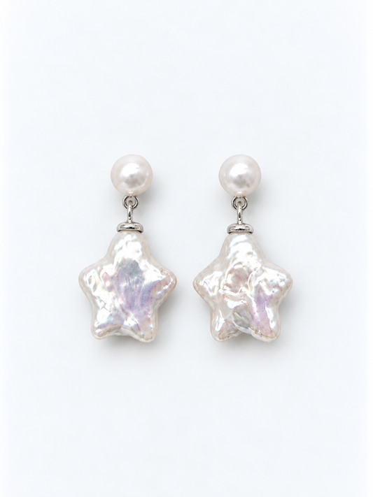 WHITE STAR PEARL EARRINGS